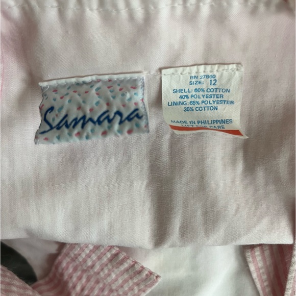 Samara Vintage Baby Romper Stripes with Flowers Seersucker Feel 6-12 Months - Picture 4 of 4